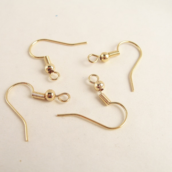 Crochets supports boucles d'oreille laiton plaqué or 18k 18mm Lot de 10pcs