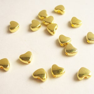 Gold metal heart beads 5x6mm for jewelry Lot of 20pcs