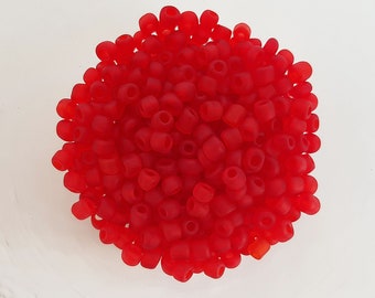 Perles de rocaille en verre rouge transparent mat 6/0 4mm Lot de 10g