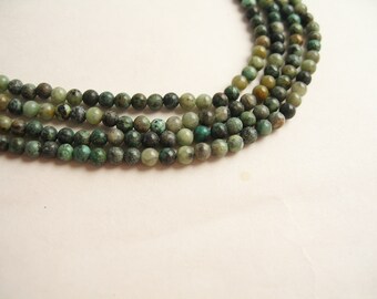 Green African turquoise beads round and smooth 3 mm Lot of 120 beads