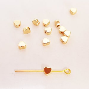 18K gold plated metal heart beads 4.5x5x2.5mm Lot of 10 beads