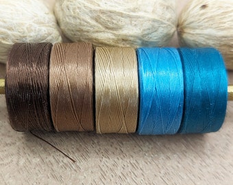 Bobine de fil S-lon taille D brun foncé, cuivré clair, marron clair, turquoise ou turquoise foncé 0.11mm