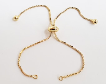 Chaine bracelet avec fermoir coulissant plaquée or 18K 22cm