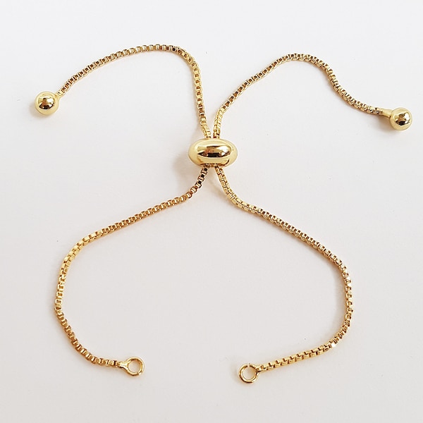 Chaine bracelet avec fermoir coulissant plaquée or 18K 22cm