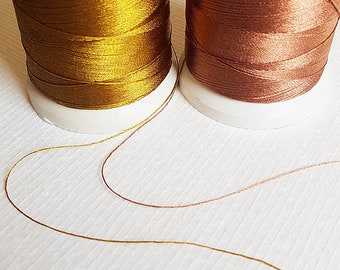 Lot de 10 ou 20m fil de nylon jaune doré ou marron cuivré 0,3mm