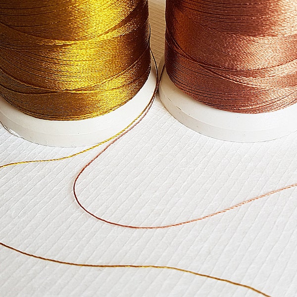 Lot de 10 ou 20m fil de nylon jaune doré ou marron cuivré 0,3mm