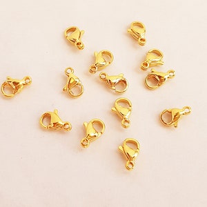 Lobster clasps in 24k gold-plated stainless steel 9x5mm Lot of 10pcs