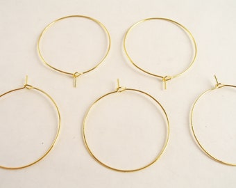 Lot de 4 paires d'anneaux plaqué or 18k support boucles d'oreille créoles dorées 20 35 ou 40mm
