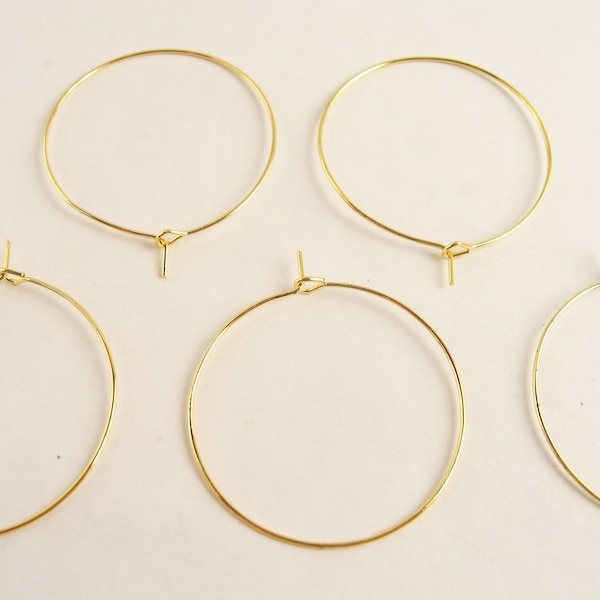 Lot de 4 paires d'anneaux plaqué or 18k support boucles d'oreille créoles dorées 20 35 ou 40mm