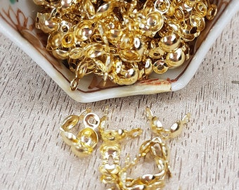 Lot of 4g (+- 38pcs) 304 stainless steel knot cover tips gold 8x4mm