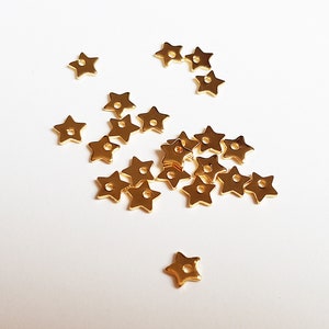 Lot of 10 star charms stainless steel gold 5.5x6x1mm