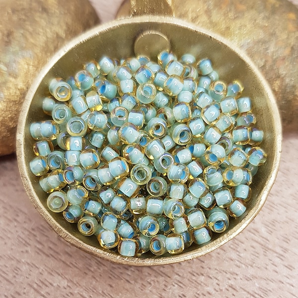 Perles de rocaille en verre Toho aqua vert topaze océan 8/0 3mm Lot de 8g