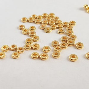 18k gold plated metal heishi spacers 4mm Lot of 10pcs
