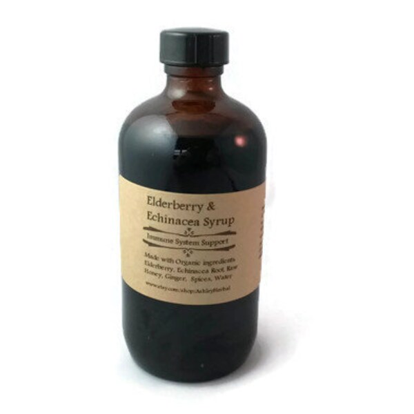 Elderberry Echinacea Syrup 8 Oz. All Natural Cold & Flu Immune System Support