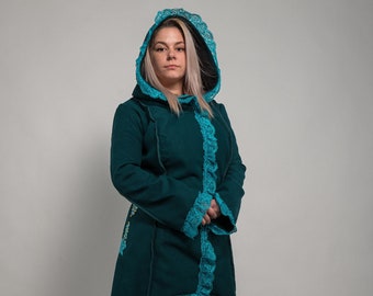 Winter jacket\Fairytale jacket\ Fairy Coat\ Worm flecce\ Blue Coat\ Turquesa Coat \Boho coat \Lace coat