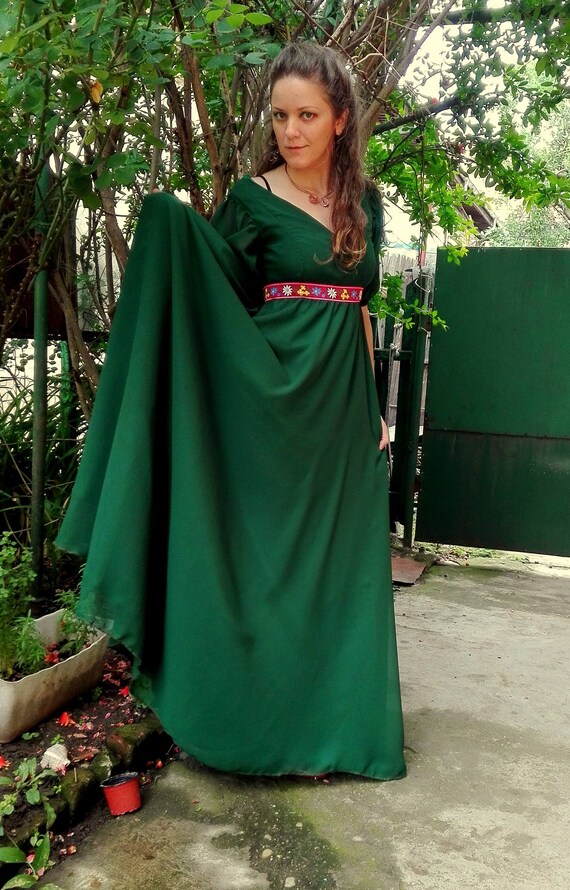 slim fit dress slacks Elegant green dress with glitter and veil – Zayna Dresses main image 0