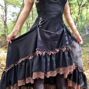 Gothic linen skirt with Corset and lace/ Black Metal/ Witch /Elegance/ Weeding/ Halloween/ Cosplay/