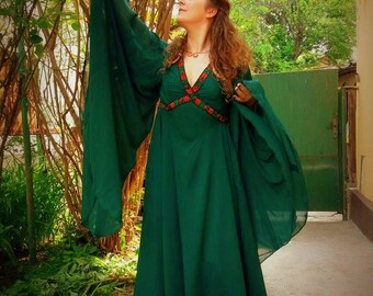 Fairy Veiled Dress Elf Medieval Dress 