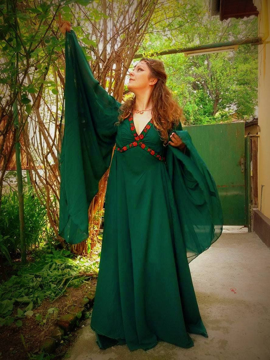Fairy Veiled Dress Elf Medieval Dress 