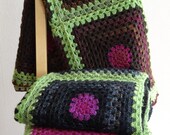 Pink or black blanket, plaid, granny square, warm and cosy for the winter