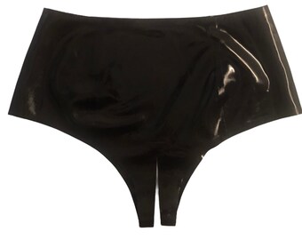 READY TO SHIP Latex crotchless open panties, sexy hotpants, rubber slip, fetish lingerie bdsm, slave clothings, dominatrix outfit