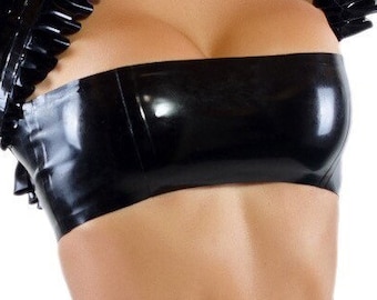 VERSANDFERTIG, Latex-Top, Bandeau-Top, Schlauchtop, Latex-Mini-Tube-Top, Latex-BH, Latex-Dessous, Gummi, Halloween-Kostüm, Cosplay