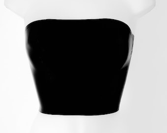 READY TO SHIP, Latex Bandeau Top, Strapless Tube Top, Latex Top, Black Rubber Outfit, Gothic Clothing, Dominatrix, Fetish Lingerie, Bdsm