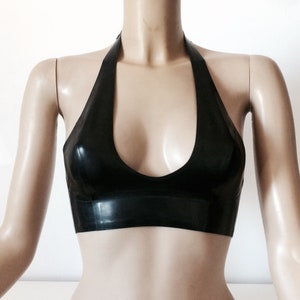 READY TO SHIP, Latex Halterneck Top, Latex croptop, Latex Bra, latex short top, Bralette, Latex Lingerie, Rubber, Dominatrix, Gothic