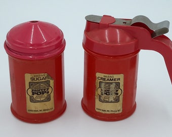 Vintage GEMCO-Ware Pantry Pops USA Red Sugar And Creamer Set