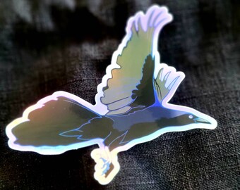 Holographic Grackle sticker / wildlife bird / art sticker for laptop guitar phone decoration