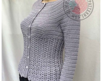 Kamila Fitted Cardigan  - Size S, M, L, XL, 2XL, 3XL - Crochet PDF Pattern in English Only