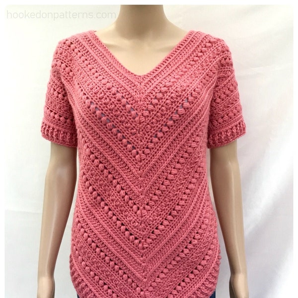 Tunic Sweater Crochet Pattern - Bonnie Tunic - Textured Crochet Top - PDF Download in English ONLY