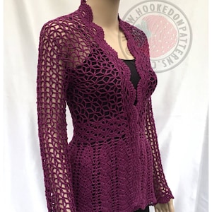 Floral Lace Cardigan Flory Crochet PDF Pattern Sizes S, M, L, XL, 2XL, 3XL Written pattern in English with US terms Only image 1