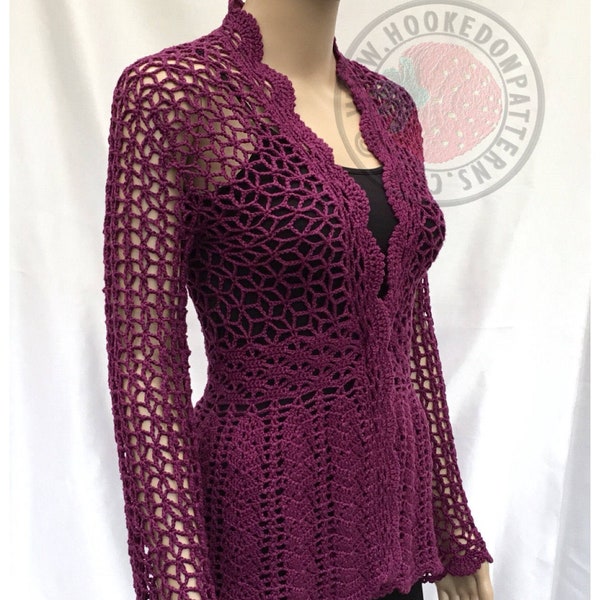 Floral Lace Cardigan - Flory - Crochet PDF Pattern - Sizes S, M, L, XL, 2XL, 3XL - Written pattern in English with US terms Only
