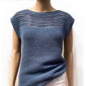 Summer Top Crochet Pattern - Aviva Mesh Top Tee - Beginner Friendly Easy Crochet Top - PDF Download in ENGLISH ONLY