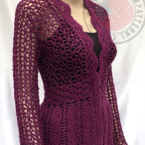 Floral Lace Cardigan Flory Crochet PDF Pattern Sizes S Etsy