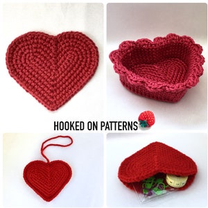 Heart Basket and Heart Coasters Crochet Pattern PDF Download Crochet Pattern in English ONLY Valentine's Day Crochet Gift Ideas image 3