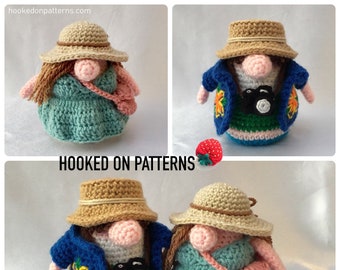 Tourist Gonks Outfit Crochet Patterns - PDF download for the Gonk clothing ONLY - Expansion pack for Santa and Eve Gonk