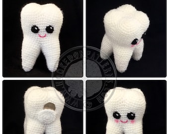 Sweet Tooth Amigurumi Crochet Pattern - Tooth Fairy Buddy Coin Keeper - Crochet PDF Pattern Download in ENGLISH ONLY