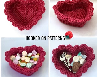 Heart Basket and Heart Coasters Crochet Pattern - PDF Download Crochet Pattern in English ONLY - Valentine's Day Crochet Gift Ideas