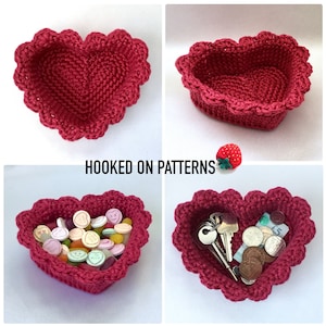 Heart Basket and Heart Coasters Crochet Pattern - PDF Download Crochet Pattern in English ONLY - Valentine's Day Crochet Gift Ideas