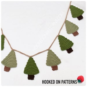 Crochet Pattern Christmas Tree Garland Mini Tree Ornaments Xmas Decorations PDF Download ONLY image 1