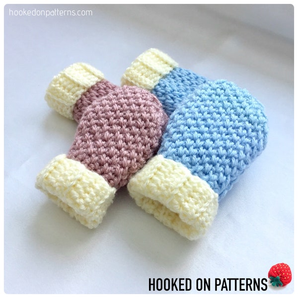 Baby Mittens Crochet Pattern - PDF Digital Download Only - Warm Winter Baby Mittens for 2 sizes approx. ages 6-12 months and 12-18 months