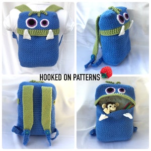 Knapsack Monsters Crochet Backpack Crochet Pattern PDF Download Only Fun Back to School Bag Crochet Pattern image 1