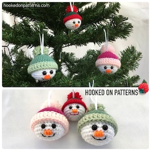 Crochet Snowman Bauble Pattern - PDF Pattern Digital Download in English Only- Festive Tree Decorations - Christmas Crochet Ideas