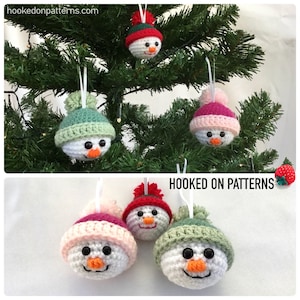 Crochet Snowman Bauble Pattern PDF Pattern Digital Download in English Only Festive Tree Decorations Christmas Crochet Ideas image 1