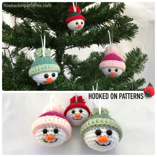 Crochet Snowman Bauble Pattern - PDF Pattern Digital Download in English Only- Festive Tree Decorations - Christmas Crochet Ideas