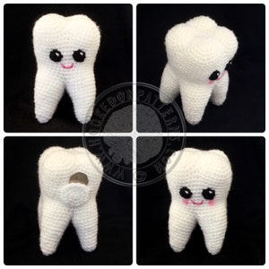 Sweet Tooth Amigurumi Crochet Pattern - Tooth Fairy Buddy Coin Keeper - Crochet PDF Pattern Download in ENGLISH ONLY