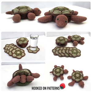 Tortoise and Turtle Hideaway Coaster Sets - Crochet PDF Pattern Download in ENGLISH ONLY