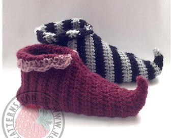 Curly Toes Elf Slipper Shoes Crochet PDF Pattern Canada